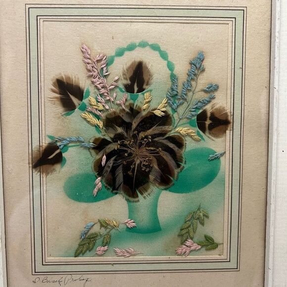 Prairie Pictures Signed Original Hand Made with Feather Flower Ida Bisek Prokop - Picture 2 of 5